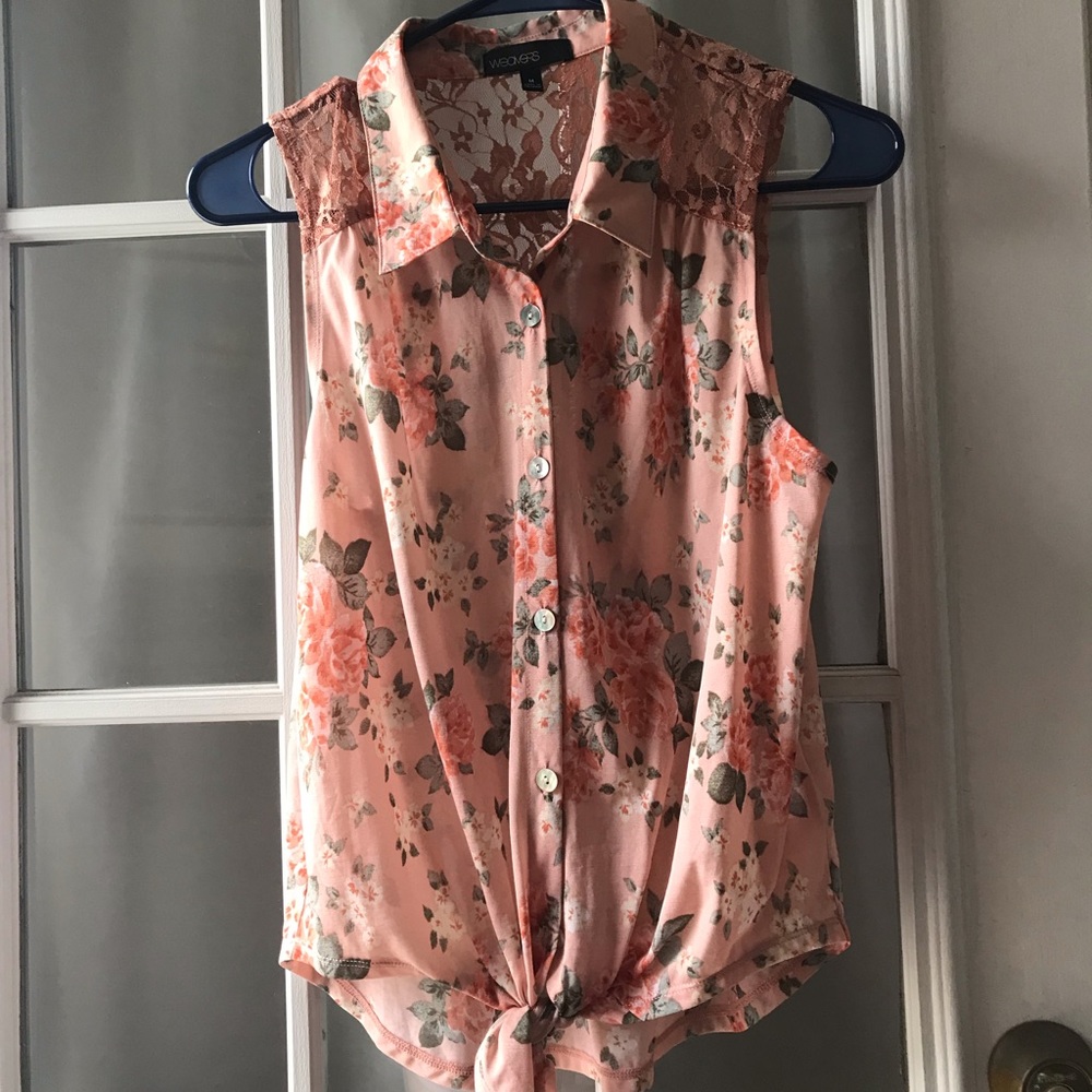 Salmon Floral Top